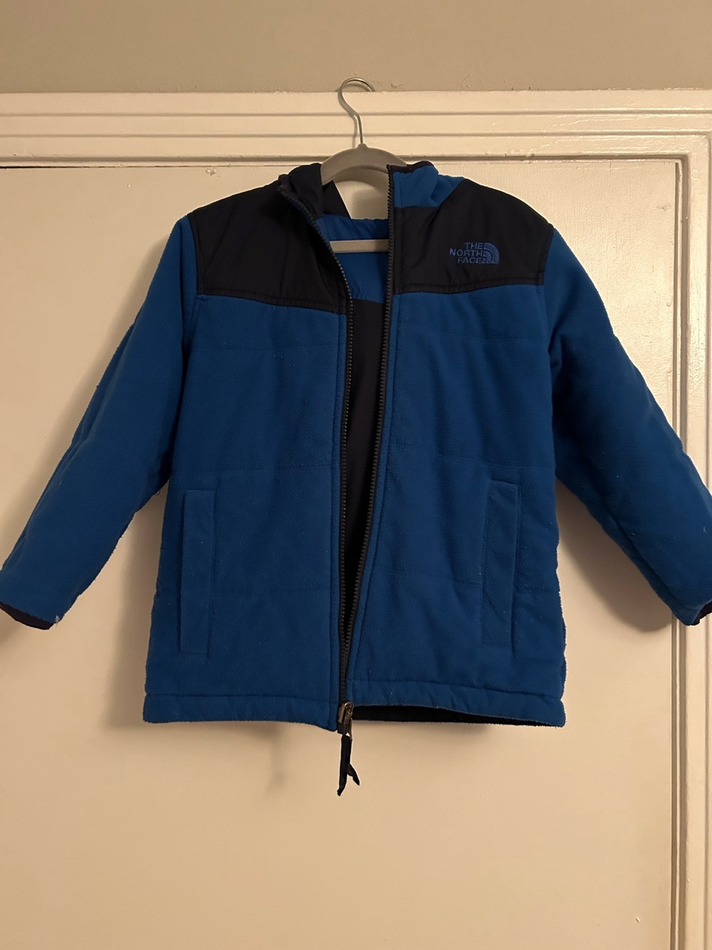 The North Face Reversible Navy & Royal Blue Hooded Jacket | youth XS (6) - Picture 4 of 9
